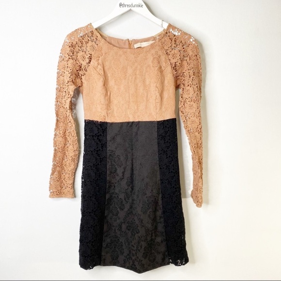 Champagne and Strawberry Anthropologie Mini Dress Color block dress - Picture 3 of 9